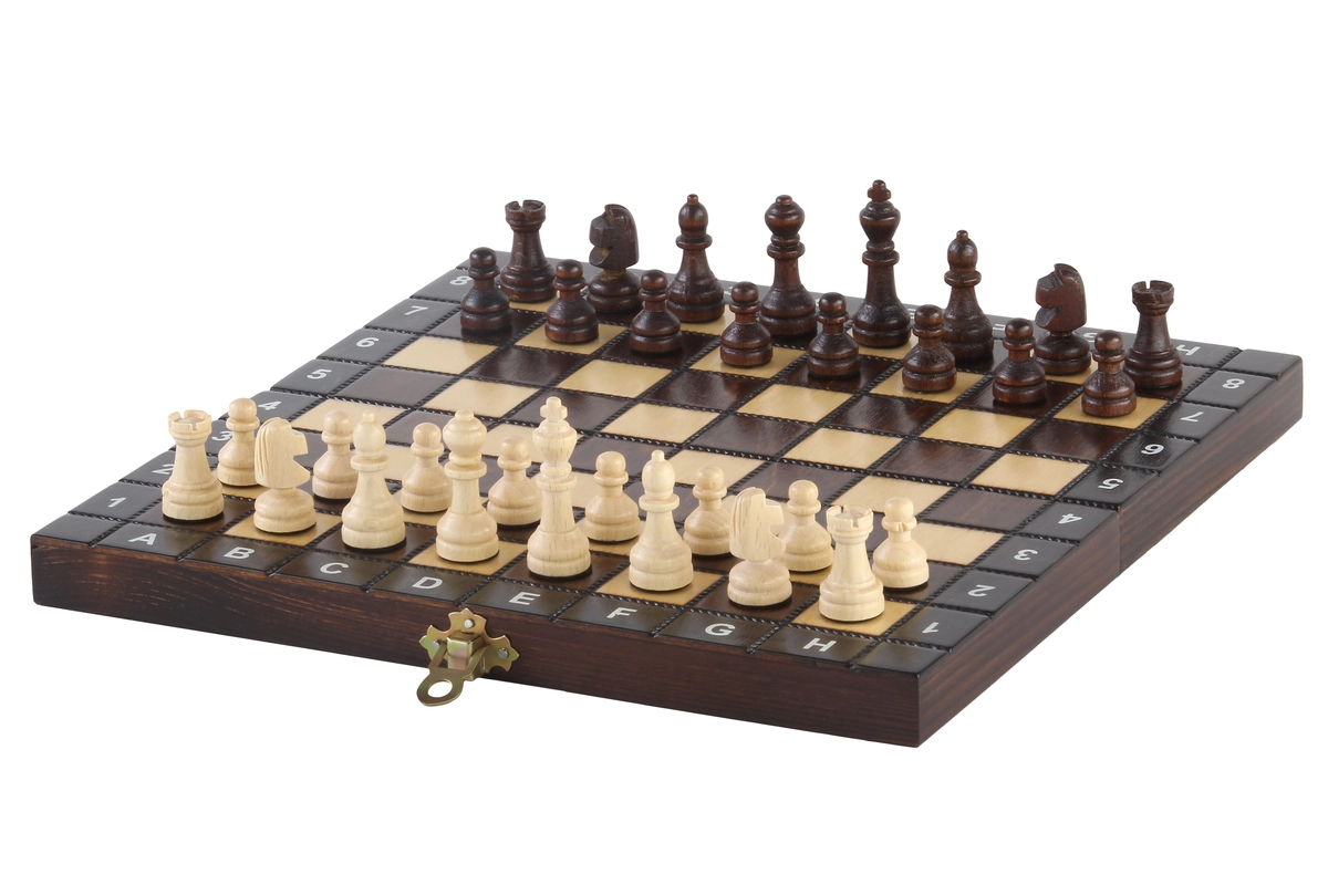 Foldable Wooden Chess and Checkers Set