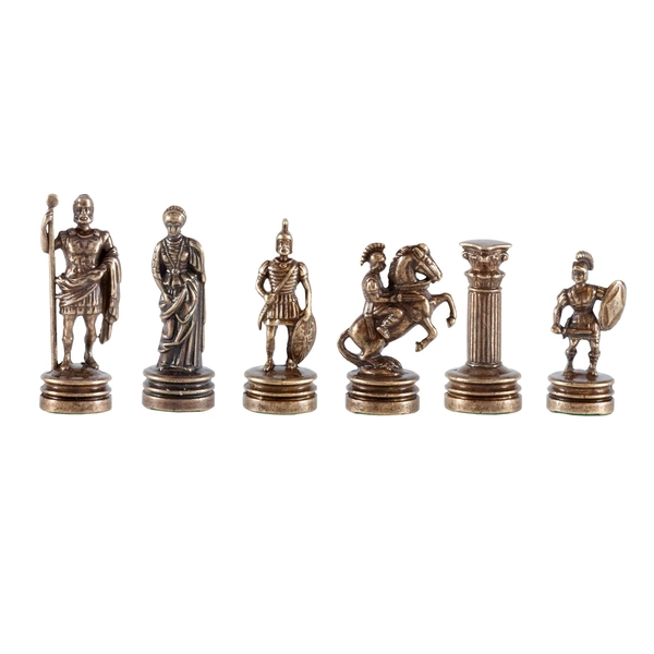 Greek and Roman Chess Pieces in Bronze and Gold