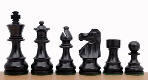 Ebonized French Staunton Chess Pieces – Size 7