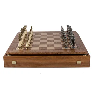 Chess Set with Refined Brass and Walnut Finishes