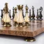 Chess Set with Refined Brass and Walnut Finishes