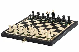 Black and White Wooden Chess Set