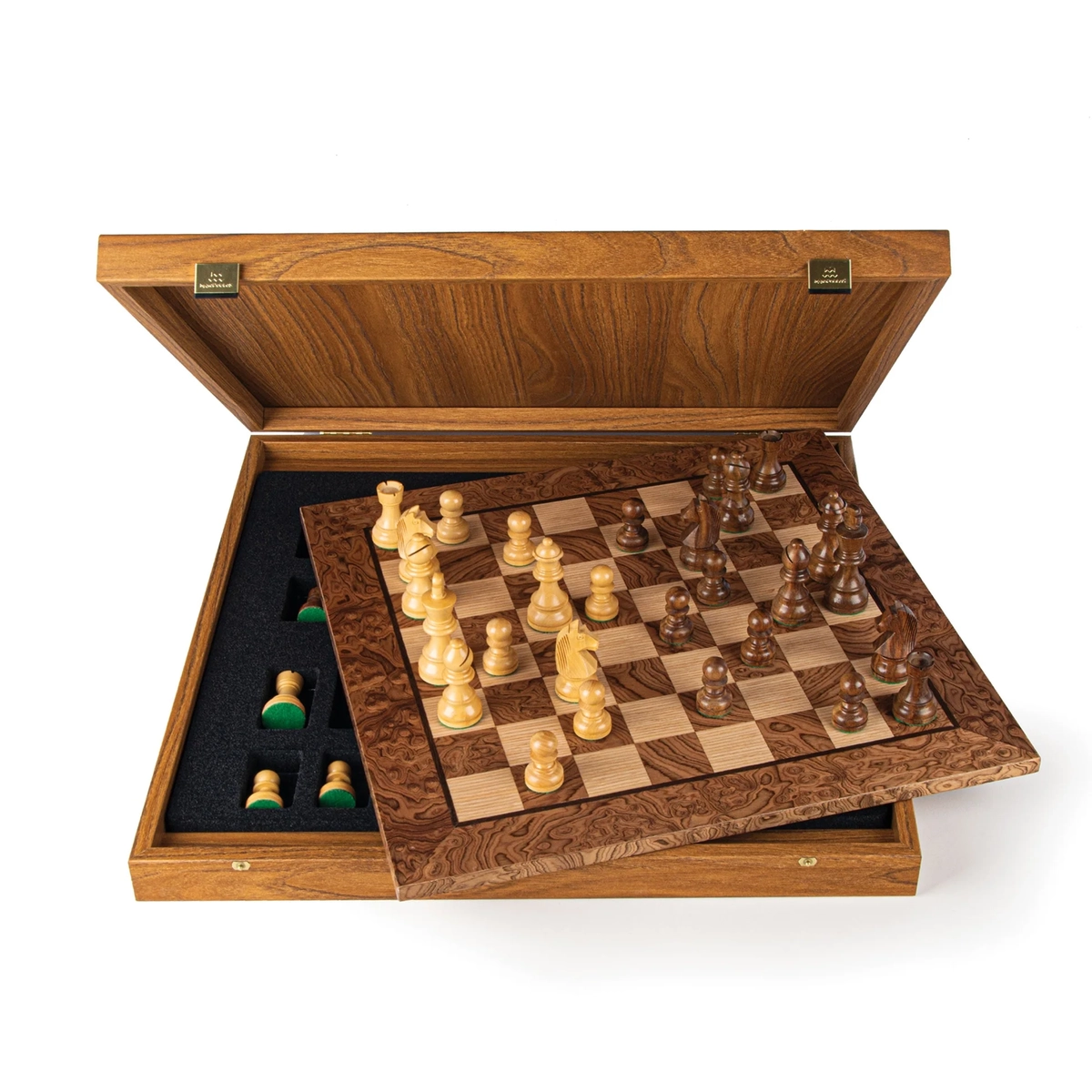 Handcrafted Walnut Burl Chess Set Size 4