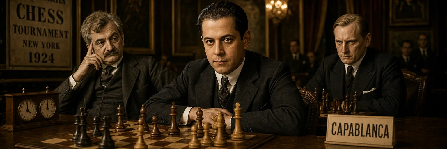 Capablanca facing Emanuel Lasker and Alexander Alekhine