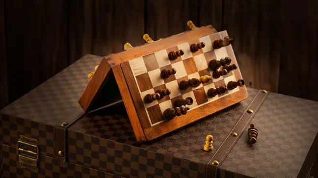 Een magnetisch houten schaakspel